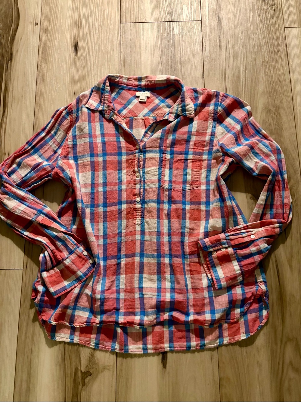 J crew Casual pink & Blue Plaid Button-Down Shirt